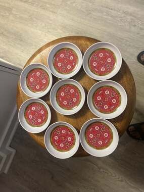 Thunder Group Tai-Hong Red Longevity Melamine Sauce Dishes, Set of 8, Model 1003